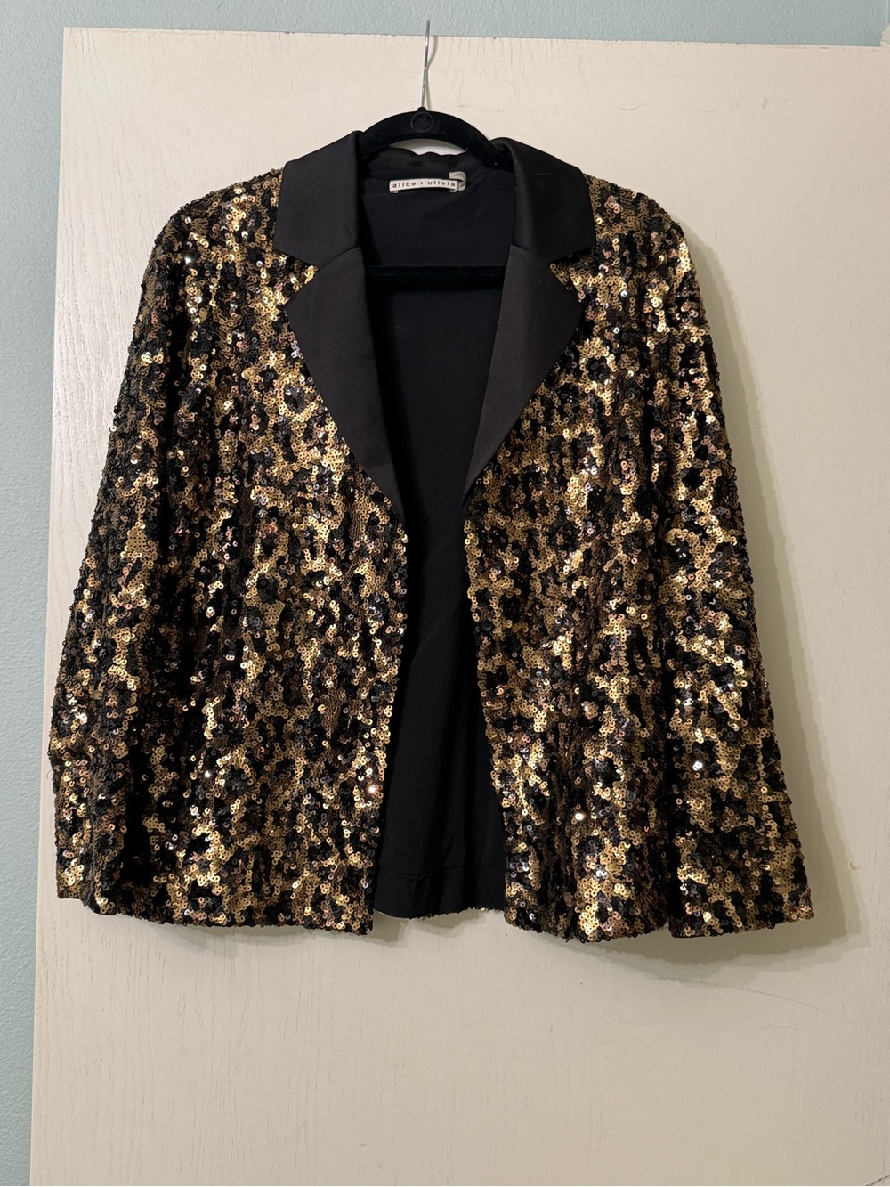 Alice and Olivia Sequin Blazer Jacket - Gold & Black